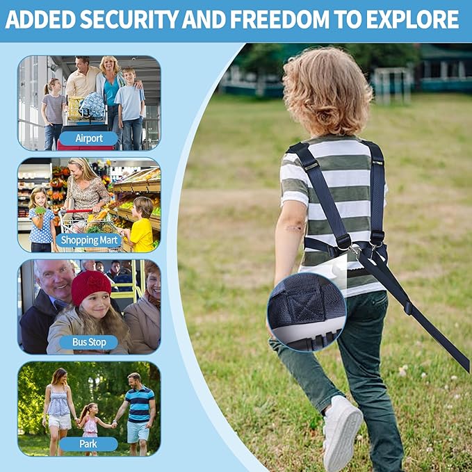 Safety Walking Harness for Big Kids 6-12, Anti-Elopement Vest Harness for Autism Special Needs ADHD, Reflective Leash with Handle for Autistic, Active Children, Adjustable Tether for Travel and Crowds