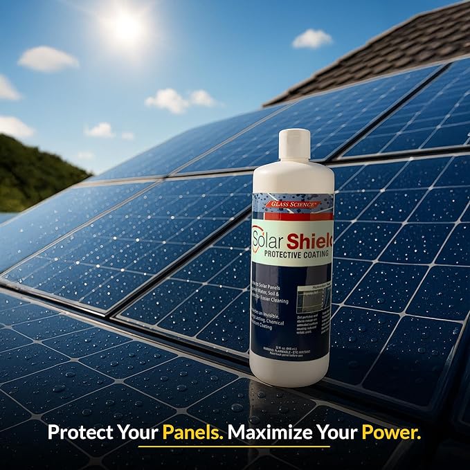 Unelko 28322 Solar Shield Protective Coating, 32oz Bottle, Nano-Scale Polymer for Solar Panel Protection, Prevents Soil and Etching, Covers more than 1000sq.ft,Stops Grime & Pollution Build-Up