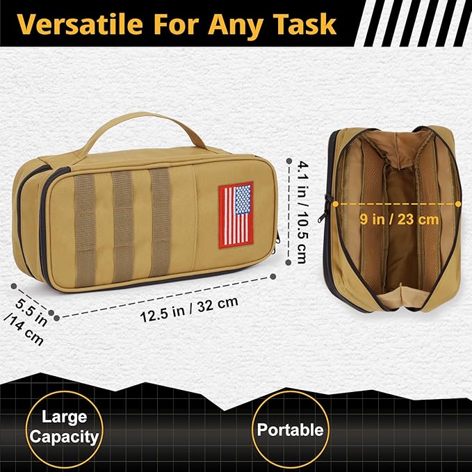 ATRIPACK Tactical Tool Bag for Men,Wide Mouth Tool Pouch with Water-Resistant, Multi-purpose Range Bags with Zipper Handle,Heavy Duty Small Tool box organizer for Repairman, Carpenters, Handyman