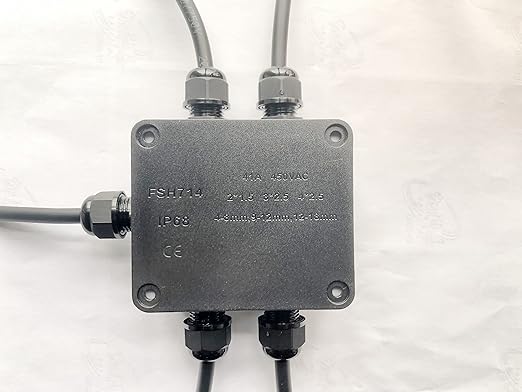 Junction Box Waterproof ,Outdoor Junction Box, Waterproof Electrical Junction Box, IP68, 3way, 4 Way, 5 Way Black (Black 5 Way)