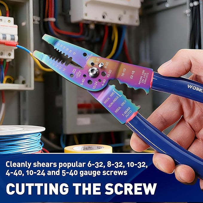 WORKPRO 8" Wire Stripper/Wire Crimping Tool, Wire Stripper Tools for 10-22 AWG,Wire Cutter, Wire Crimper, Cable Stripper, Wiring Tools and Multi-Function Hand Tool with Titanium Coated