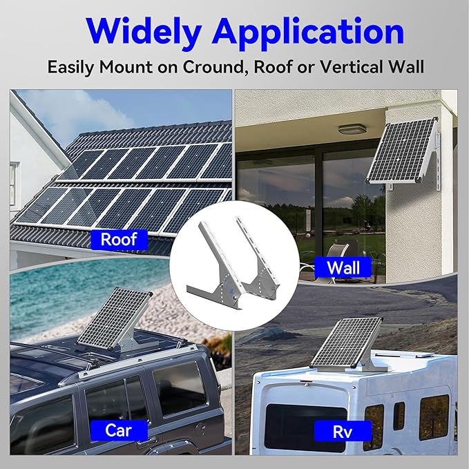 Voltset Solar Panel Mount Stand: 13.8in Immortal Steel Adjustable Angle Bracket - Rack Mount Rails with Hardware, Mounting Compatible Within 200W Solar Panel for Wall, Roof, RV, Boat