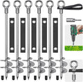 24'' Ground Anchors Screw in - Heavy Duty Trampoline Anchors - Shed Anchor Kit - Mobile Home Anchors - Earth Anchors for Swing Sets, Gazebos, Carports, and Hurricane, 6pcs