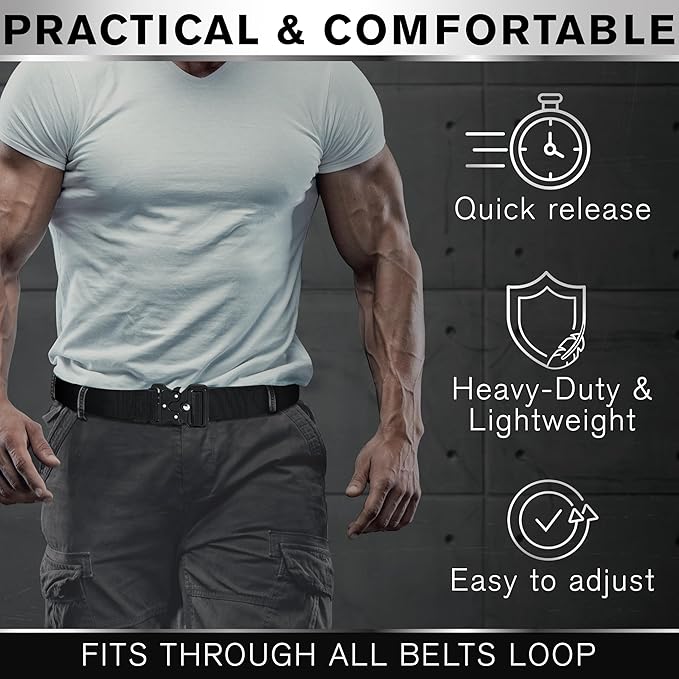 TECEUM Tactical Belt – Heavy-Duty & Quick Release – Military, Work, Rigger, Duty & Utility Belt for Men