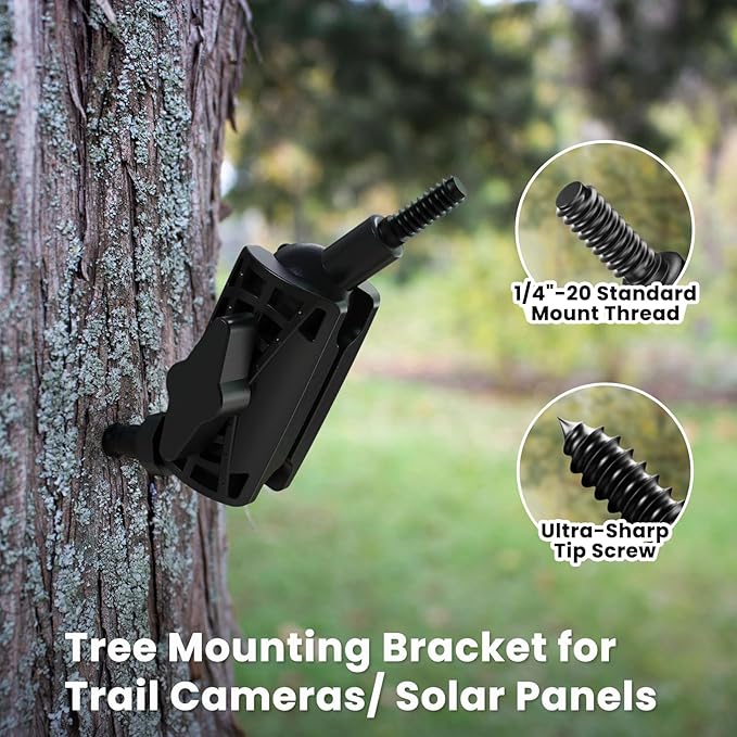 Adjustable Trail Camera Tree Mount: Game Camera Outdoor Mounting Bracket Holder with Double 360° Swivel Tilt Ball Joints, 1 Pack