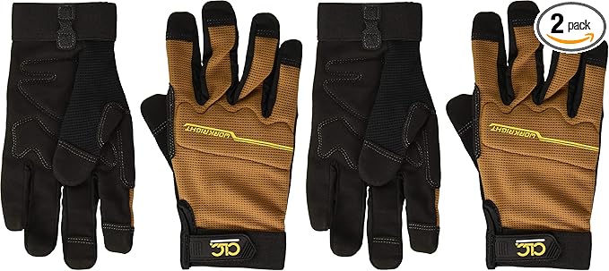 Custom Leathercraft CLC 124M Workright Flex Grip Work Gloves, Shrink Resistant, Improved Dexterity, Tough, Stretchable, Excellent Grip,Black,Medium (Pack of 2)