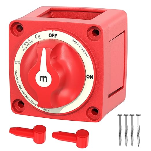 Battery Disconnect Switch 12V 48V Marine Battery Cut Off Switch 300A Heavy Duty Ignition Protected On/Off Battery Kill Switch for Car Boat RV ATV UTV Vehicles