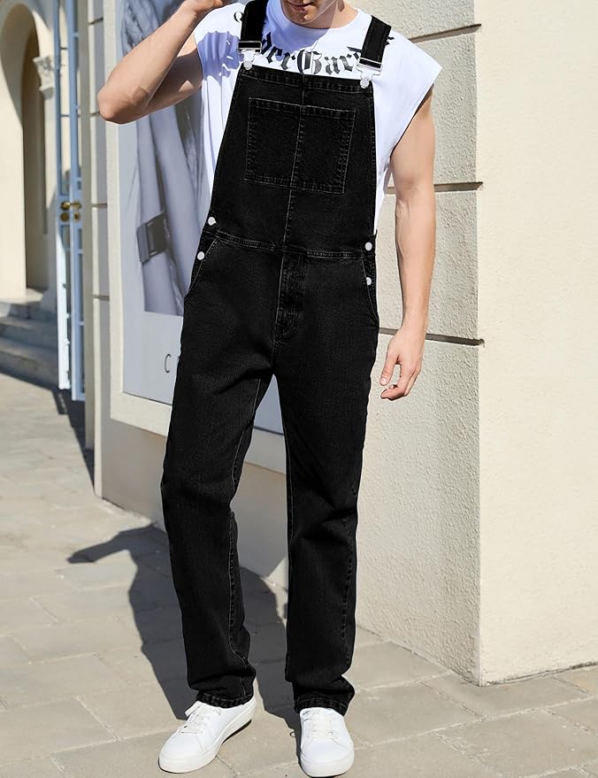 Overalls for Men Fashion Coveralls Work Utility Denim Women Bib Jumpsuit with Pockets
