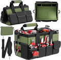 Goovilla Tool Bag 15.5 Inch with 1 Pouch | 17-Pocket Portable Tool Box Organizer Storage with Adjustable Strap, Soft Handle and Durable Zipper | Heavy Duty Tool Bags for Men, Father’s Day (Green)