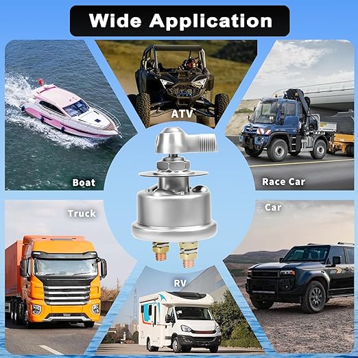 200A 12-48V High Current Master Battery Disconnect Switch Battery Power Cut Off Isolator Killer Switch with Face Plate for Car Vehicle RV Truck Boat Marine ATV