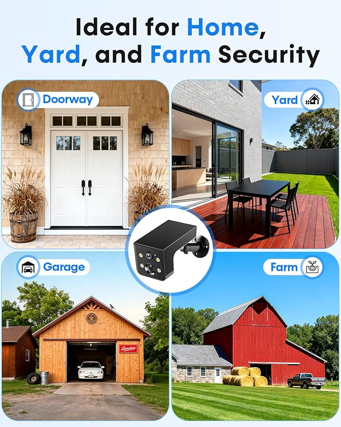 Solar Powered Camera Outdoor 2 Pack: AI Motion Detection 2K Outdoor Camera Wireless - Long Battery Life for Home & Business Monitoring(Black)