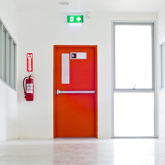 Fire Extinguisher Signs, Safety Sign Sticker - 4 Pack - 4" X 12" - 5 Mil Vinyl Bright Red and White Colors - Durable Self Adhesive, Weatherproof & UV Protected Ideal for Home, Office or Boat