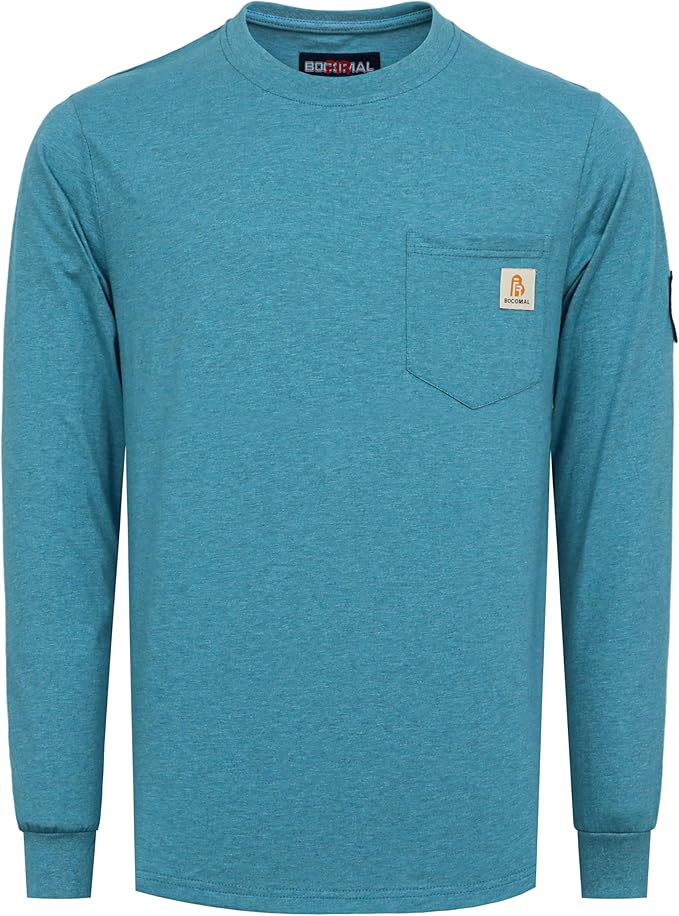 BOCOMAL FR Shirts Lightweight Classic Crew Long Sleeve Fire Resistant Shirt CAT2