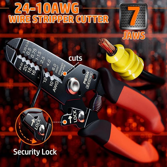 PEBA Waterproof Automotive Electrical Connectors Kit, Automotive Male/Female 1/2/3/4/5/6-Pin and Ratchet Crimping Tool AWG22-14, Ideal for Cars, Motorcycles & Boats | Wire Stripper, Pin Removal Tool