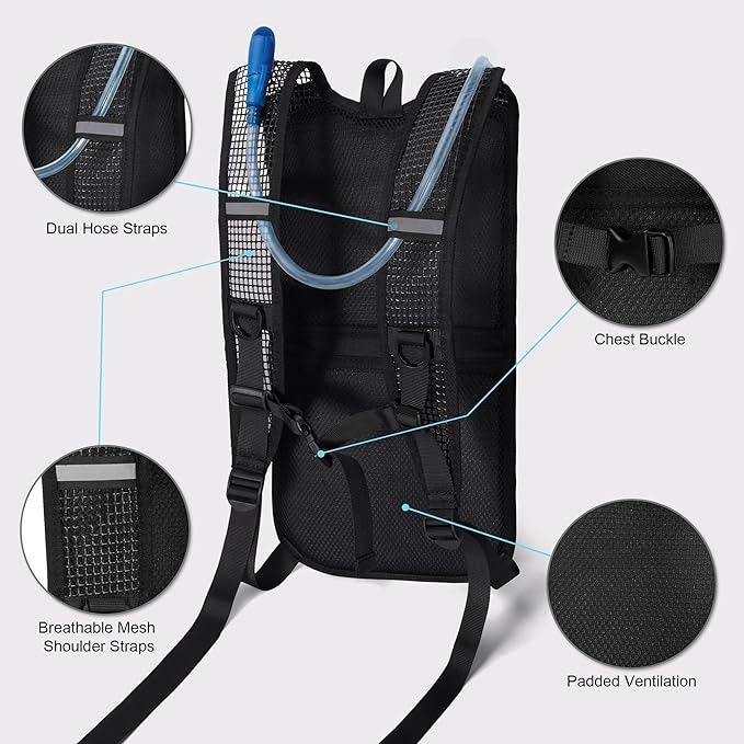 Hydration Backpack - Lightweight Water Backpack with 2L Water Bladder Bag, Running Hydration Vest Backpack for Men Women, Hydration Pack for Hiking, Cycling, Climbing MIYCOO
