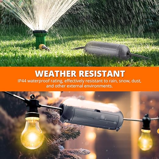 QUOBAS 2 Pack Small Outdoor Extension Cord Cover, Waterproof Electrical Box for Outdoor Outlets, Plugs, Holiday Christmas Lights, Power Tools, Gray