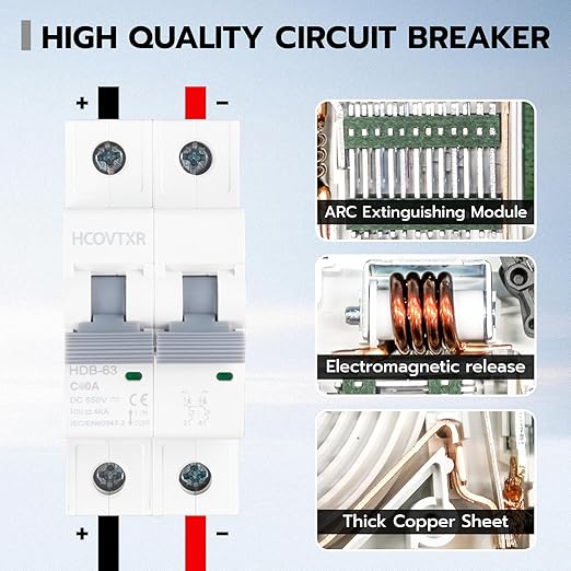 Solar Panel Disconnect Switch 30A 550V,Miniature Circuit Breaker with IP65 Breaker Box IP65 Outdoor Waterproof Disconnect Box for RV, Solar Panel(30A 550V)