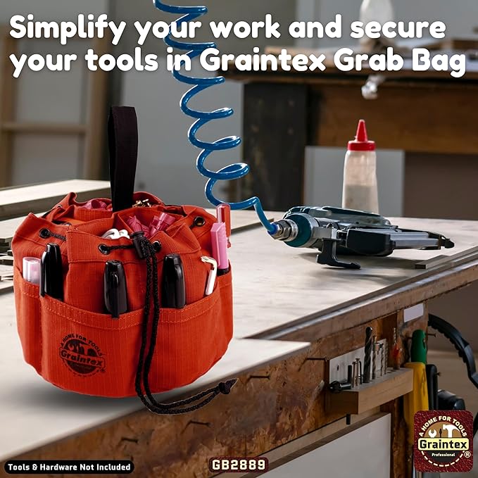 Graintex 18 Pockets Grab Bag Rip-stop Canvas Drawstring Closure, Small Part Organizer Pouch, Small Tools, Screws, Parts, Parachute Tool Bag for Efficient Storage - Rust