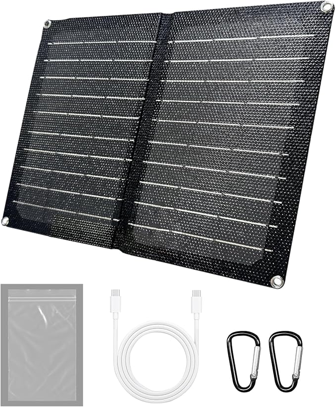 Foldable Solar Panel, 10W Portable Solar Charger with Dual USB Outputs 25% High Conversion Efficiency Solar Panels, Solar Controller for Portable Power Station, Power Bank, Phone, Laptop, Camping