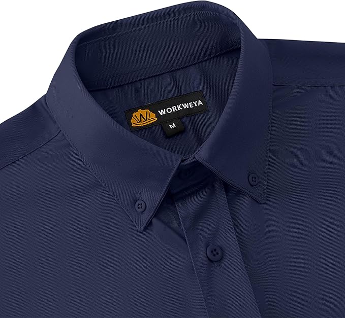 WORKWEYA FR Welding Shirts 7.5oz Cotton Button Down Flame Resistant Shirt for Men