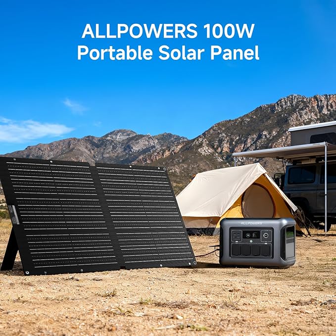 ALLPOWERS SE100 100W Portable Solar Panel Charger,High-Efficiency 23-25% Monocrystalline Solar Cell with IP68 Waterproof,Foldable Design for Outdoor Camping,Emergency Power,and Portable Generators