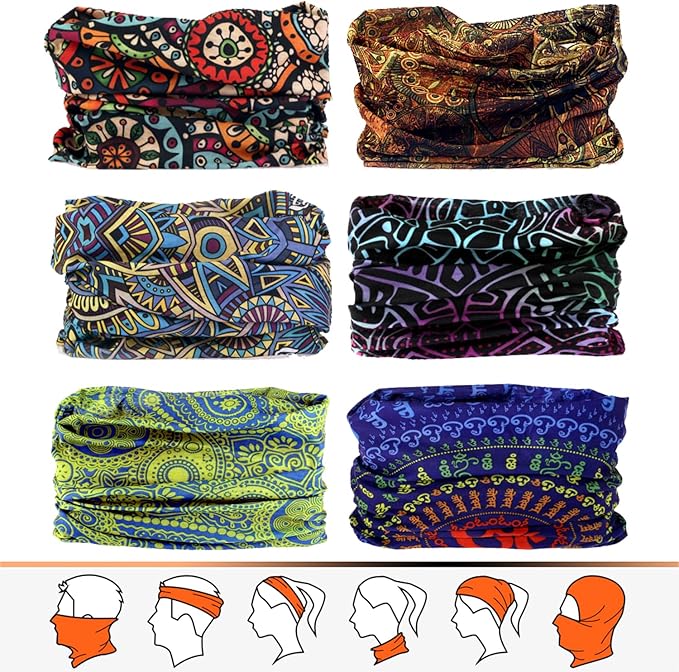 Venswell Neck Gaiter Face Mask Men Women,Seamless Bandana Rave Face Cover Scarf Mask,Balaclava,Headband, Head Wrap,Headwear