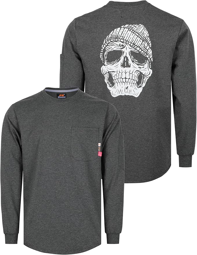 KONRECO FR Shirts for Men Crewneck 6oz Jersey Lightweight Flame Resistant Work T Shirt NFPA2112 CAT2