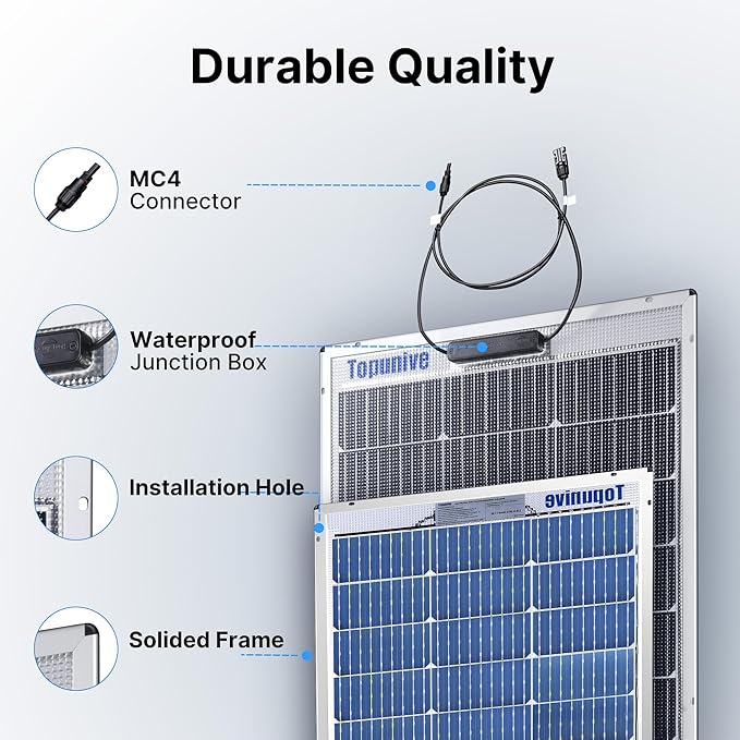 Bifacial 100W 12V Solar Panel 9BB Monocrystalline Cell 12 Volt for Marine RV Trailer Boat Cabin Van Car Uneven Surfaces 12V Battery Charge