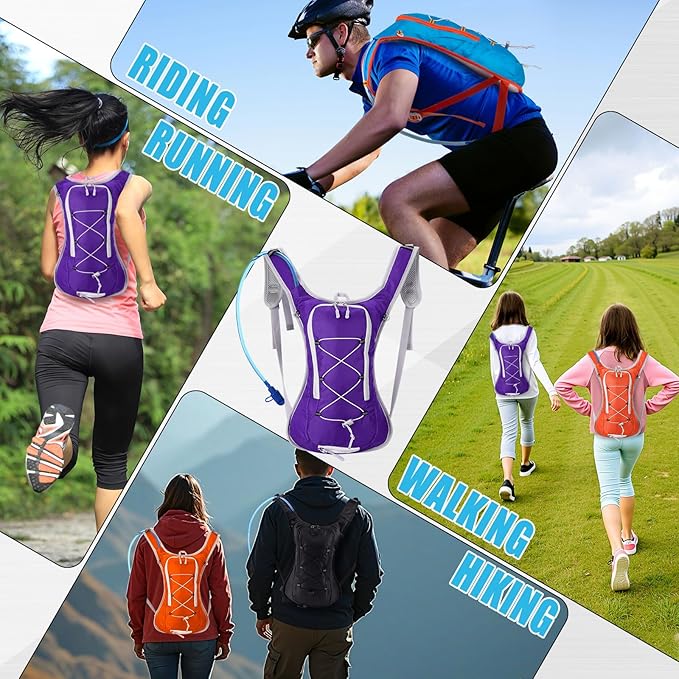 4 Pack Hydration Backpack with 2L Water Bladder Lightweight Hydration Backpack Pack for Men Women Hiking Cycling Camping Running Climbing