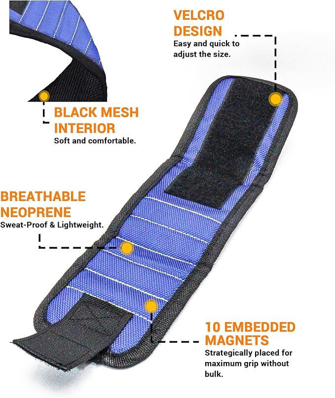 Magnetic Wristband for Tools - Premium Tool Belt for Holding Screws Nails with Powerful Magnets, Birthday Gifts for Men, Cool Gadgets Stuff Gifts for Family