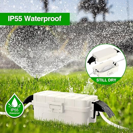 Flemoon IP55 Small Outdoor Electrical Box Waterproof (Inner 5.9 x 3.2 x 1.8inch), Extension Cord Cover with Detachable Awning Covers for Plug, Outlet, Holiday Lights, White
