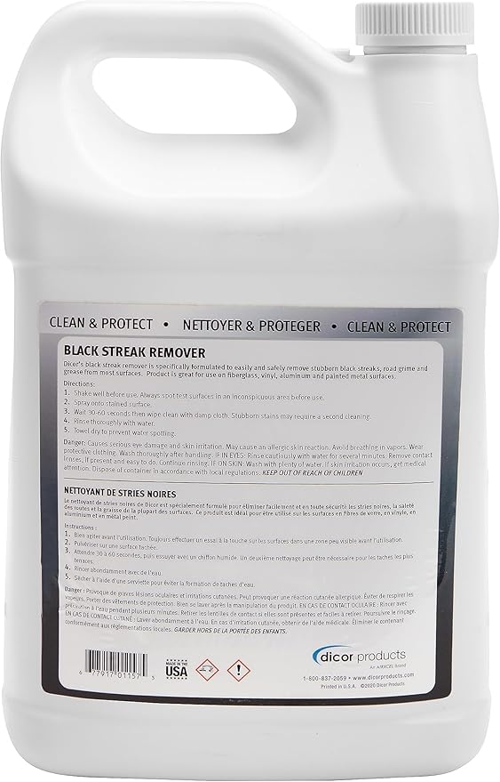Dicor CP-BSR-1GL RV Black Streak Remover - Powerful Formula for Effective Cleaning - 1 Gallon - Black and White