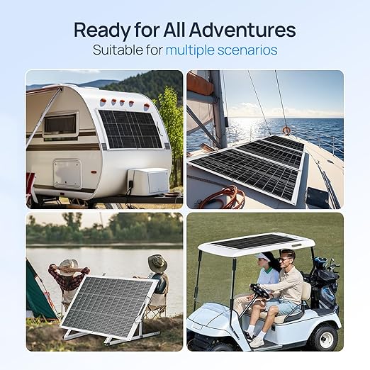 ECO-WORTHY 130 Watt 12BB Flexible Solar Panels,23.5% High-Efficiency Waterproof Monocrystalline Lightweight Solar Panel for RV,Boats,Curved Surfaces,Roofs,Cabin