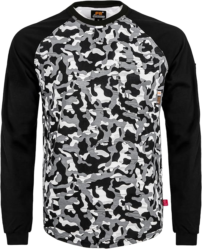 KONRECO FR Shirts for Men Crewneck 6oz Jersey Lightweight Flame Resistant Work T Shirt NFPA2112 CAT2