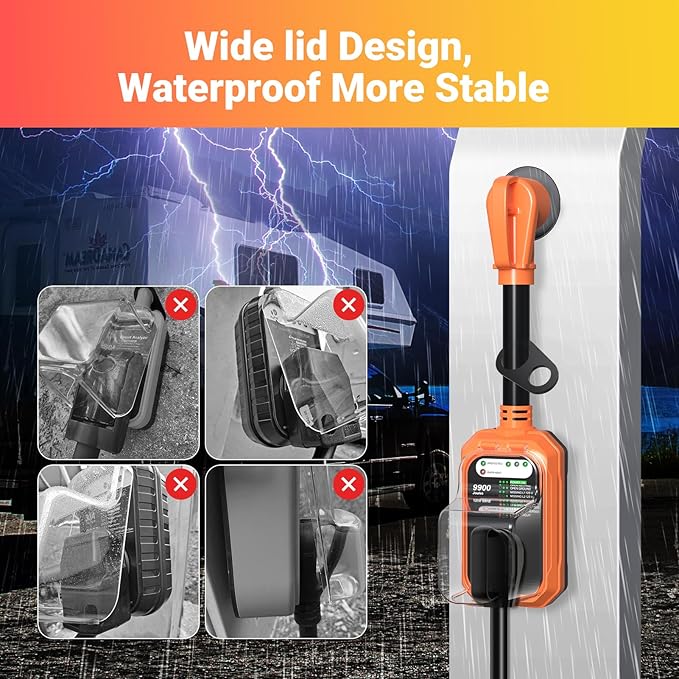 EyGde RV Surge Protector 50 Amp Waterproof, RV Circuit Analyzer with Full Electrical Protection, Power Plug Adapter Protectors for 50amp Camper Travel Trailer Accessories