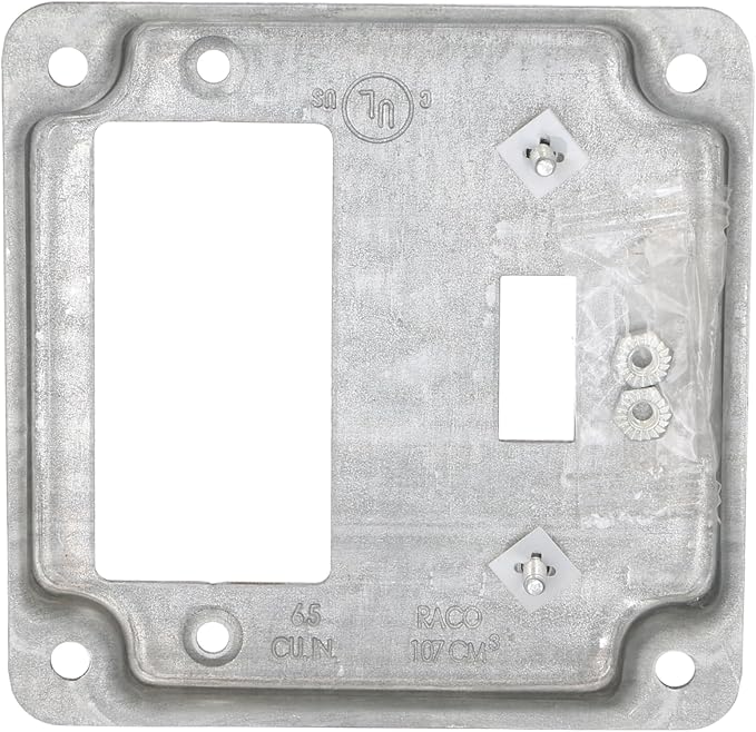 Hubbell-Raco 814C 1 Toggle and 1 GFCI 4-Inch Square Exposed Work Cover