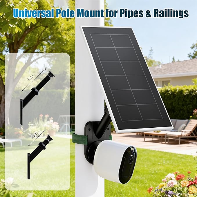 2-in-1 Wall and Pole Mount for Ring Cameras | Compatible with Ring Spotlight Cam Pro/Plus, Stick Up Cam & Solar Panels | Universal 1/4 Inch Screw for Arlo, Eufy, Wyze and More Cameras & Solar Chargers