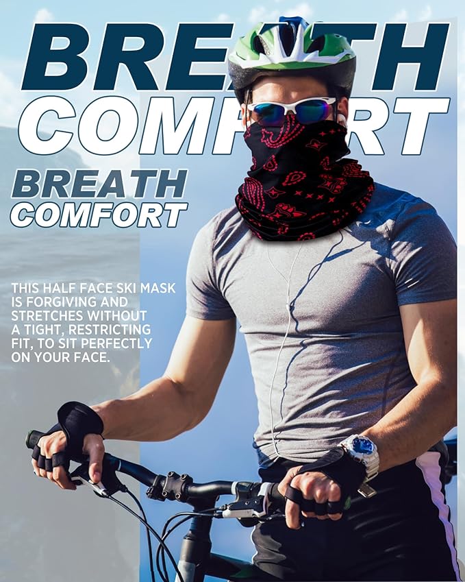 Cuffbow 12 Pack Neck Gaiters Face Mask Bandana Balaclava for Men Women Cooling Neck Gaiter Summer UV Sun Protection Scarf