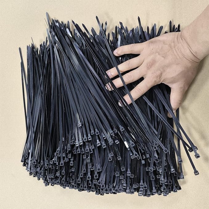 Zip Ties 1000 PCS 12 Inch Cable Zip Ties Heavy Duty, Premium Plastic Wire Ties with 50 LBS Tensile Strength, UV Resistant Cable Ties, Self-Locking Black Nylon Tie Straps (12 inch 1000 pcs)