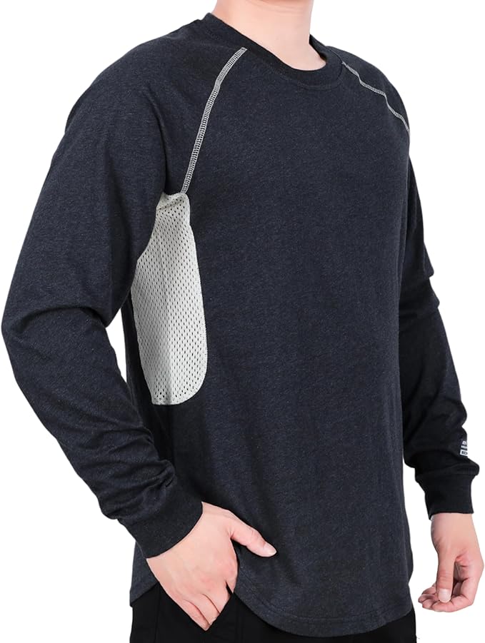 BOCOMAL FR Shirts for Summer Vented Mesh Loose Fit 4oz EX Lightweight Flame Resistant Base Layer CAT1 Crew Shirt