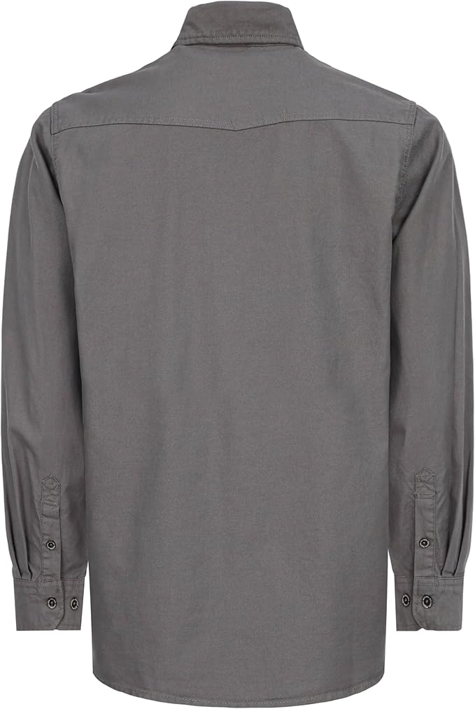 BOCOMAL FR Shirts Button Down Dura-Light 6.5 oz Soft Heather Series Utility Chest Pockets Flame Resistant Work Shirt CAT2