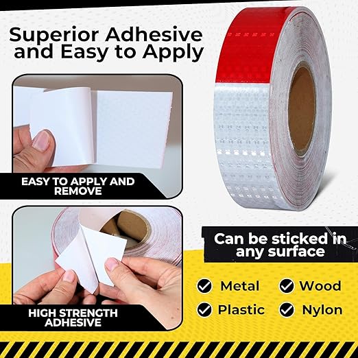 DOT C2 Safety Reflective Tape 2IN x 100 FT - Outdoor Waterproof Conspicuity Tape - Arrow Reflector Tape for Trailers, Vehicles, Boats - Strong Reflective Safety for Caution Warning Signs
