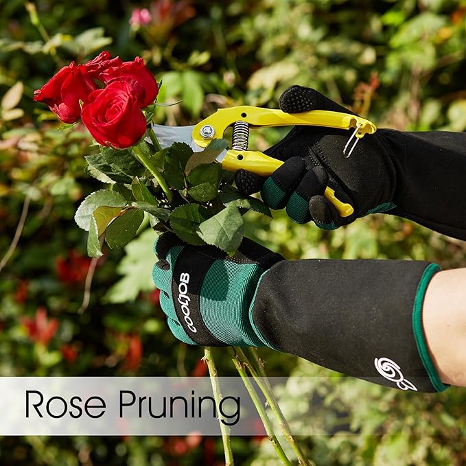 COOLJOB Thorn Proof Rose Pruning Garden Gloves for Men, Long Sleeve Padded Yard Work for Bush, Blackberry, Cactus, Heavy Duty/Puncture Resistant/Machine Washable, Xlarge, Green