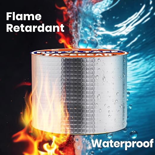 TAPEBEAR Butyl Tape 8inch x16feet, Aluminum Duct Sealing Tape Waterproof Sealant Repair Tape for RV Roof, Boat and Pipe Sealing, Glass & EDPM Roof Leak Patching