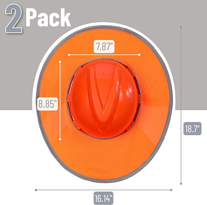 UNCO- Hard Hat Sun Shield, 2 Pack, Orange and Green, Full & Standard Brim Mesh Sunshade High Visibility Reflective, Hard Hat Accessories