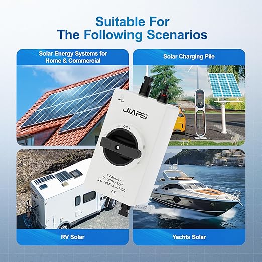 Isolator Switch, Solar Disconnect Switch, 32 Amp DC1200V, with IP66 Waterproof Enclosure, for Rooftop Solar Systems, RVs and Boats