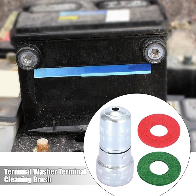 X AUTOHAUX Car Marine Boat Battery Terminal Anti Corrosion Washers Protector and Terminal Cleaning Brush