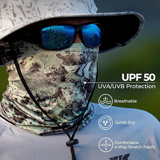 KastKing La Sal Neck Gaiter-UPF 50+ Balaclava Face Mask,Neck Gaiter for Men and Women,Face Cover Shield for Fishing,Hiking