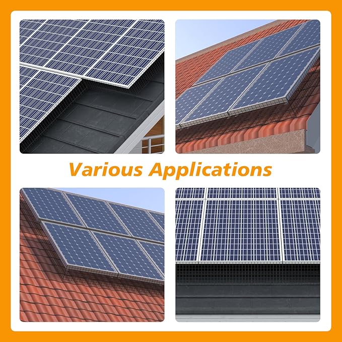 Critter Guard for Solar Panel Bird Mesh 8 inches x 100 feet PVC Coated 1/2 inch Bird Net with 70 Sets of Fastening Clips Pliers Pigeon Solar Panel Bird Guard Kit Roof Solar Protective net