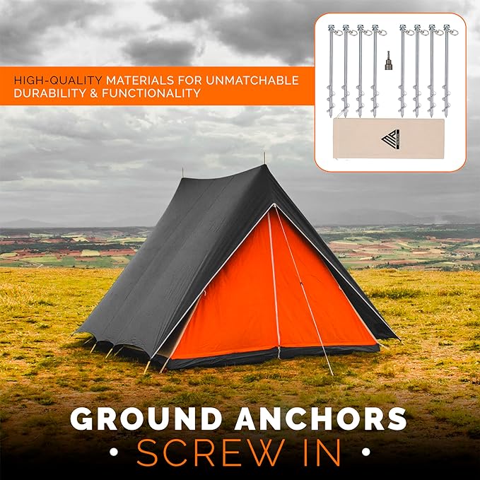 Earth Anchors - 12" Set of 8 Heavy Duty Ground Stakes - Screw in Anchors for Mobile Homes, Sheds, Swing Sets, Trees & Canopies - Includes Drill Bit
